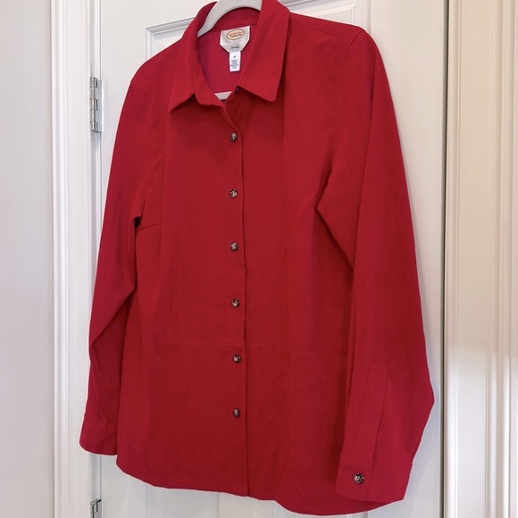 Talbots Red Microsuede Shackleton or Short with Tortoise Buttons sz.M - Picture 3 of 9